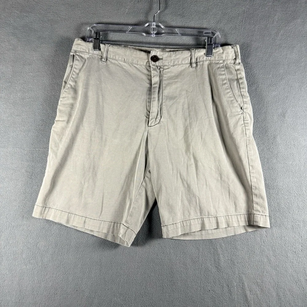 Faherty Men's Stone Gray Flat Front Shorts Size 35 Casual Summer